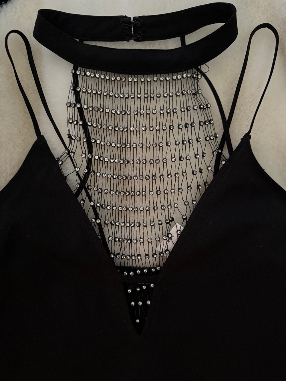 NWT Black Halter Cami w/ Rhinestones